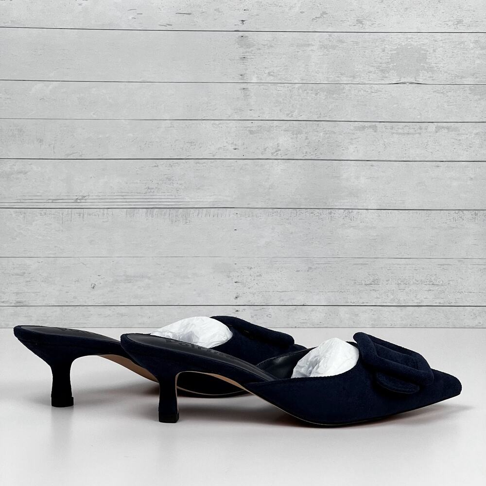 Volrina Kitten Heel Mules Dark Blue Suede Size 6 – New w/ Box - Picture 2 of 4